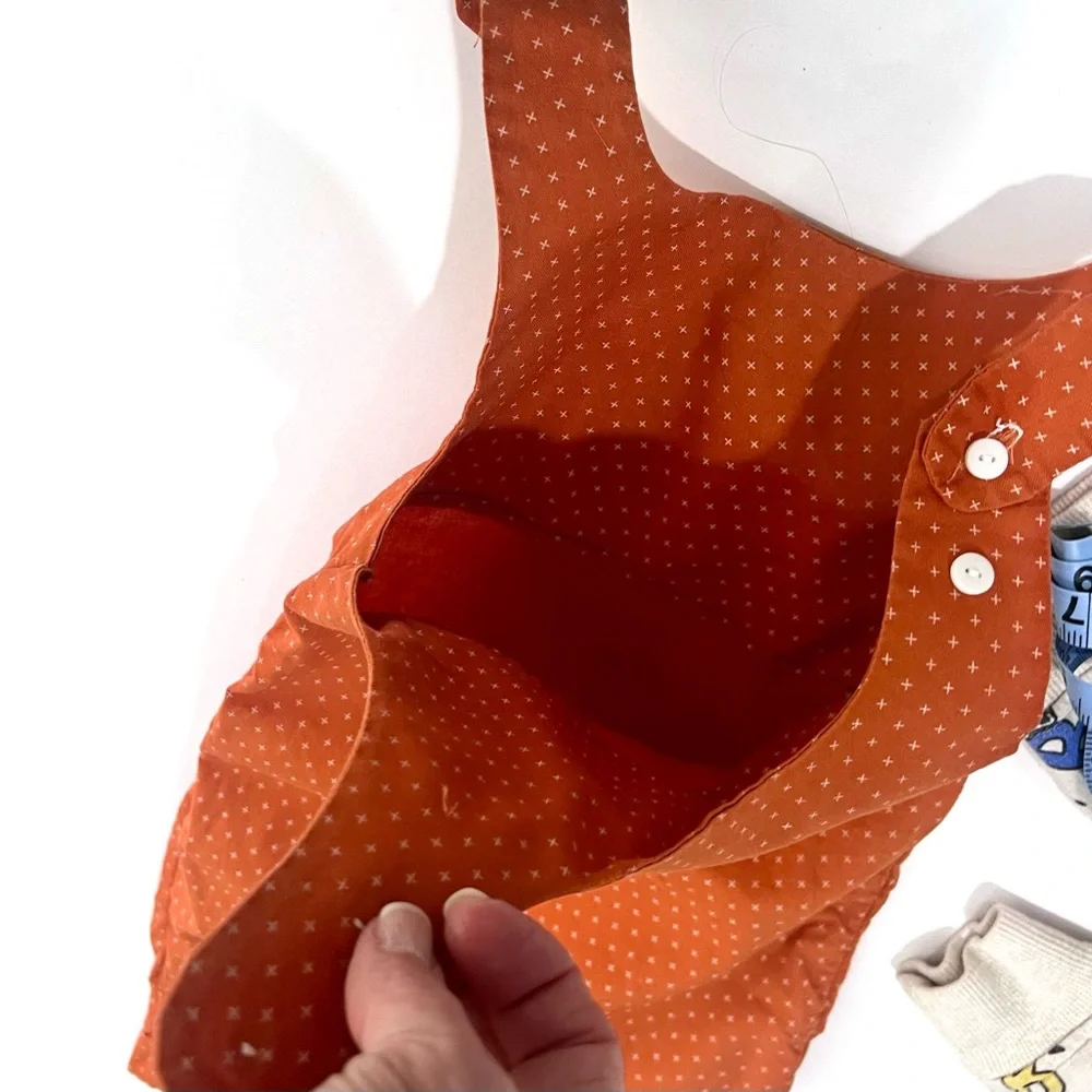 Vintage Handmade Rust Orange Polka Dot Baby Overalls Romper